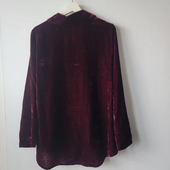 Habitat womens Velvet Button Down Shirt sz M long sleeve whimsical fairy grunge - Picture 2 of 8